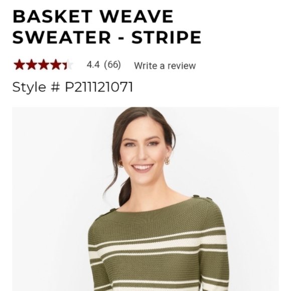 Talbot's Basket Weave Sweater - Stripe  L - Picture 2 of 15